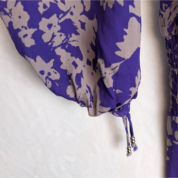 Ramy Brook Manuela dress silk cold shoulder purple floral boho M - Picture 8 of 14